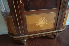 French Louis XVI Style Mahogany and Inlaid Vitrine with Gilt Bronze