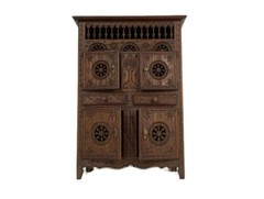 Small French Breton cabinet Wood antique 19th century hand Carved Gorgeous Ra