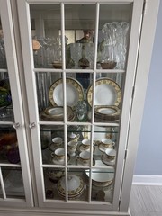 White China/Curio Cabinet (Neiman Marcus, wood/glass, 52×54×17)