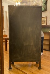 Antique 1920s Beveled Glass Double Door Iron Medical Cabinet