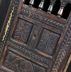 Vintage Spanish Colonial Revival Style Oak Cupboard Hutch Cabinet or Dry Bar