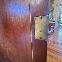 French Philippe 19th C. Burl Walnut Marquetry Cabinet w/ Key Antique