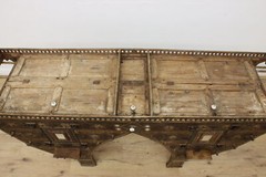 Indian Antique Carved & Painted Giant 9′ Granary Cabinet #52037