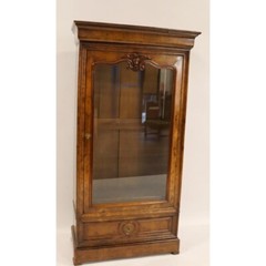 Antique Louis Philippe Walnut Two Drawer Display Bookcase Cabinet.
