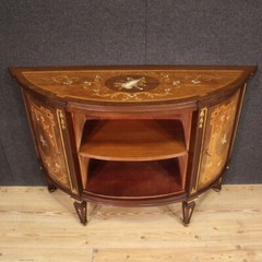 Half moon sideboard antique style Louis XVI furniture inlaid wood 20th century