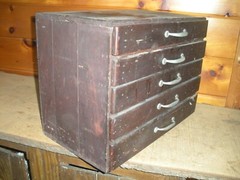 Vintage Primitive Handmade Wooden Cabinet with Drawers
