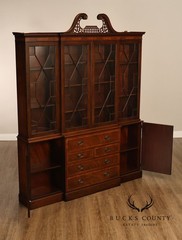 Baker Furniture Georgian Style Vintage Mahogany Breakfront Bookcase