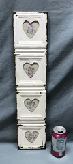 VTG 5×23 Multi Quad 3″ Heart Photo Tin Ceiling Metal Picture Frame Old 1849-25B