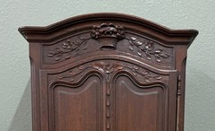 Antique French Louis XV Style Armoire Cupboard Linen Cabinet Bonnetiere Oak