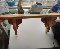 Antique Mahogany Wall Shelf: Edwardian Art Deco Plate Display (L. 61cm)