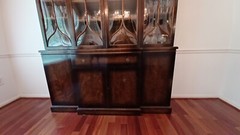 Vintage Georgian Style Mahogany Breakfront China Cabinet w/Hidden Secetary