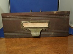 Antique Rare Service File Cabinet Drawer W/ Note Board Last Entry Made in 1898
