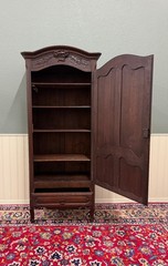 Antique French Louis XV Style Armoire Cupboard Linen Cabinet Bonnetiere Oak
