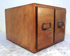 Vintage Antique Oak 2 Drawer Dovetail Card Catalog Index File Cabinet Solid!