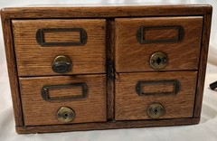 4 Drawer Library Card Catalog File Cabinet Solid Oak Old Antique Great Finish