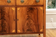 Antique American Two Door Cabinet With Custom Glass Top