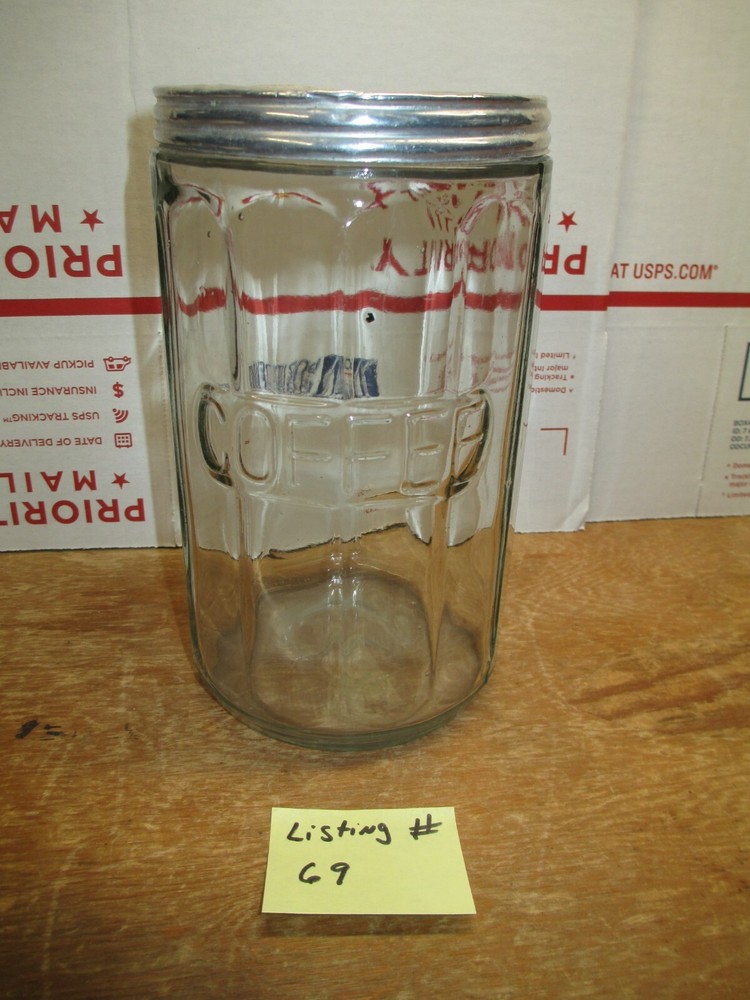 HOOSIER CABINET ORIGINAL COFFEE SPICE JAR GLASS LOT # 69