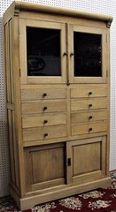 Antique Style Country French Bevel Glass Solid Wood Stripped Cabinet Glass Doors