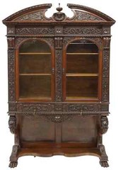 Antique Display Cabinet, Vitrine, Renaissance Revival, Carved, 19th C, 1800s!!