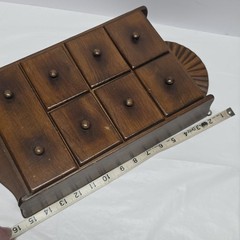 Vintage Wall Hanging Rustic Sunburst 7 Drawer Spice Cabinet Wooden Knobs Cottage