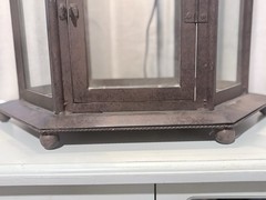 Antique Industrial Lighted Curio Cabinet with Glass Door for Sale
