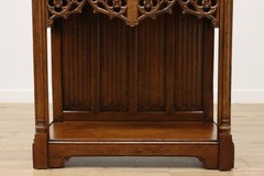 Gothic Antique Oak Bar, Hall or Bath Cabinet, Carved Knights #55395