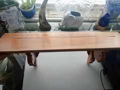 Antique Mahogany Wall Shelf: Edwardian Art Deco Plate Display (L. 61cm)