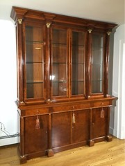 French Empire Style Custom Breakfront With Classical Brass Mounted Ormolu Column