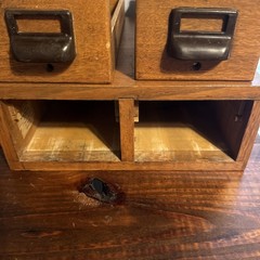 Vtg Antique Two (2) Drawer Oak Library Card Catalog Index File Cabinet Wood Box