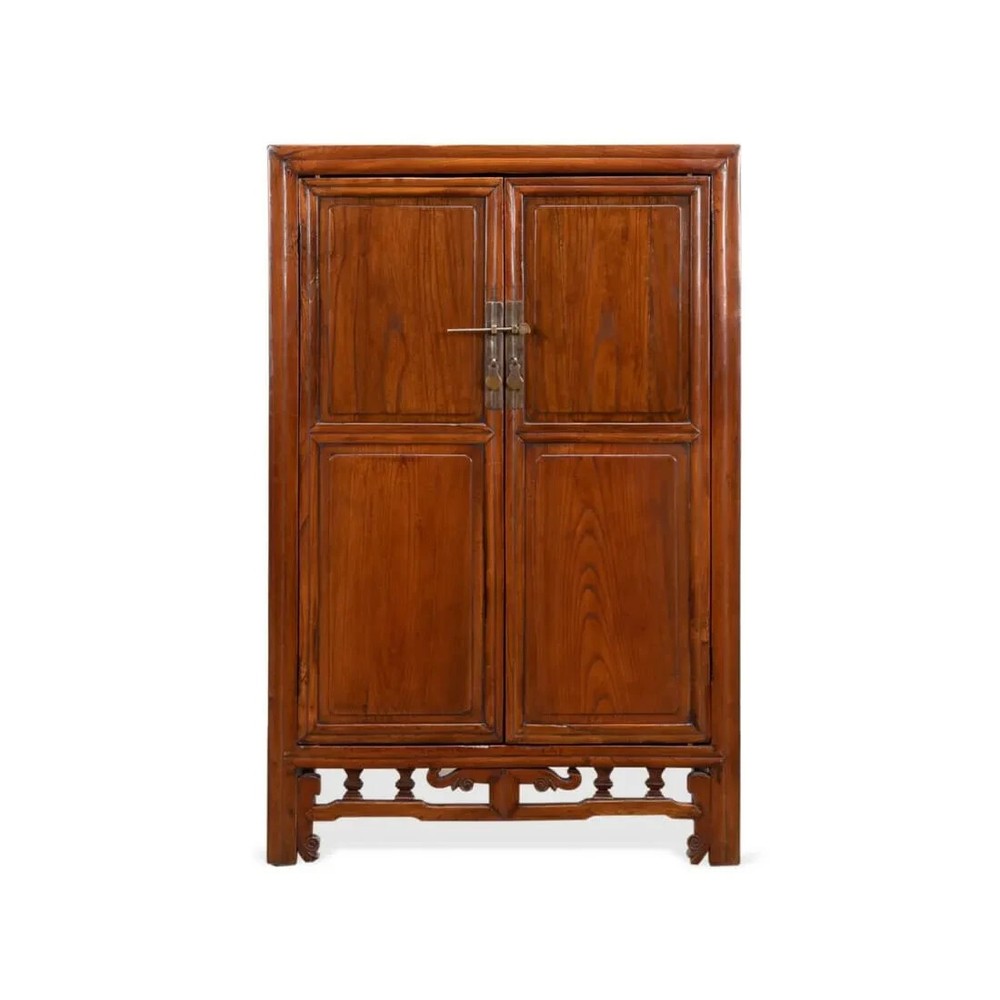 CHINESE DOUBLE DOOR HARDWOOD BOOK CASE LIQUOR CABINET ARMOIRE
