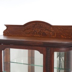 Antique RJ Horner Diminutive Oak Vitrine with Foliate Elements C1910