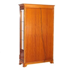 Antique Mahogany & Satinwood Two Door China Cabinet C1920