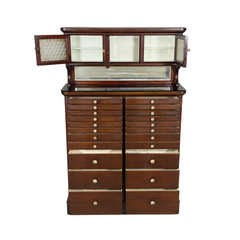 Antique Mahogany Dental Cabinet with 22 Drawers, c.1910 #22630