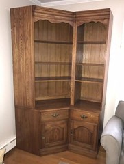 PENNSYLVANIA HOUSE Solid Oak 4 Piece Corner Cabinet & Side Cabinet Set EXC COND!