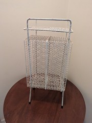 1960’s Vintage Phone Stand. Punched metal. GC.
