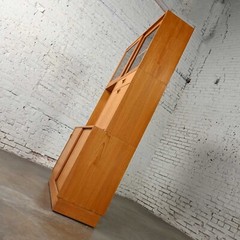 Scandinavian Modern Teak 4 Part Triple Stacked Secretary Display Cabinet Dry Bar