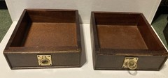 Antique Victorian Brown Leather Brass Gallery Military Campaign Cabinet 14.5x8x8
