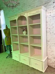 Painted Cottage Shabby Chic French Bookcase / China Hand Made Display Cabinet