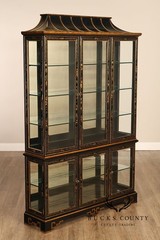 Chinoiserie Hand Painted Lighted China Display Cabinet