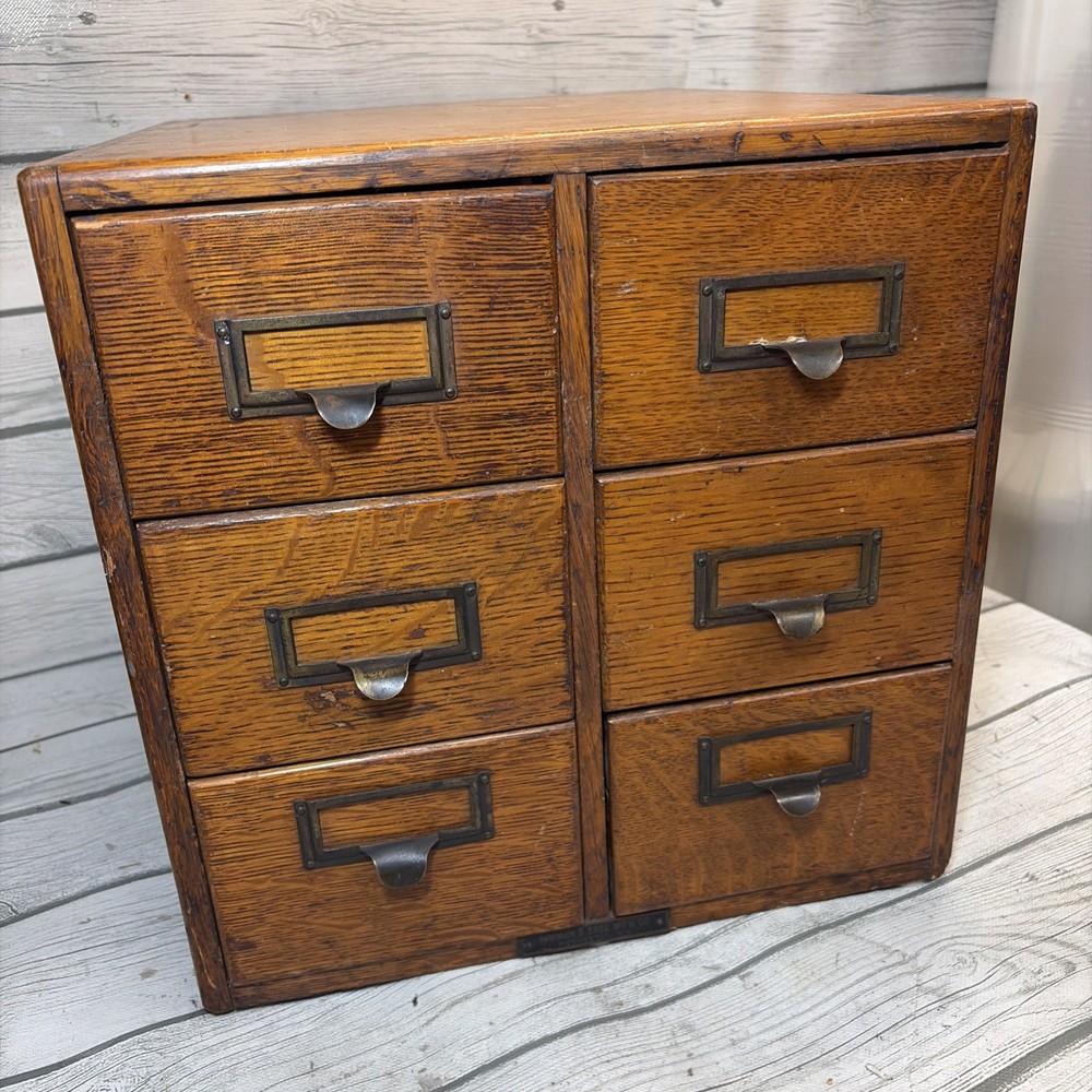 Vintage Six 6 Drawer Library Card Catalog Index File Cabinet Louisiana Purchase