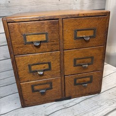 Vintage Six 6 Drawer Library Card Catalog Index File Cabinet Louisiana Purchase