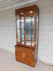 Henredon Scene One Campaign Style Light 2 Pc Curio Cabinet 82″h X 32″w “B”