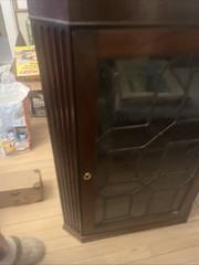 Neoclassical Hanging Corner CABINET, Cupboard, Mahogany, Thirteen Light, 43″