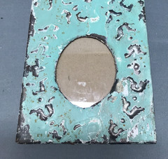 VTG 5×23 Multi Triple Oval Photo Tin Ceiling Metal Picture Frame Old 1841-25B