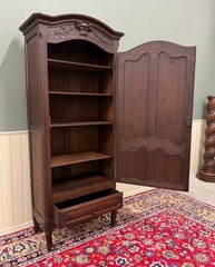 Antique French Louis XV Style Armoire Cupboard Linen Cabinet Bonnetiere Oak