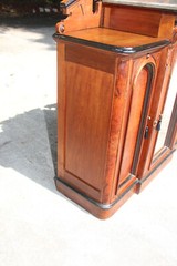 Burl Walnut Victorian Marble Top Credenza Cabinet Sideboard Bar ~ Ca.1870