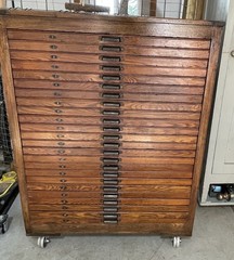 Antique Hamilton 24 Drawer Oak Print Cabinet Flat File Restored Cast Iron Pulls