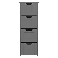 Slim Wood Bathroom Sideboard 4 Drawers Gray Narrow Storage Cabinet Toilet Paper