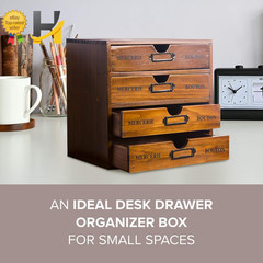 Modular Stackable Apothecary Cabinet 4 Drawer Desk Organizer Retro Library Card
