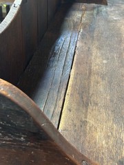Antique Primitive Hardwood Cupboard, Scalloped Gallery, Hand-Forged Iron 19th C.